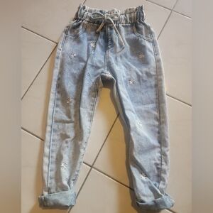 Kids 5 sets of Stylish Light Blue Jeans with Drawstring,Skirt & shorts,size 6-7